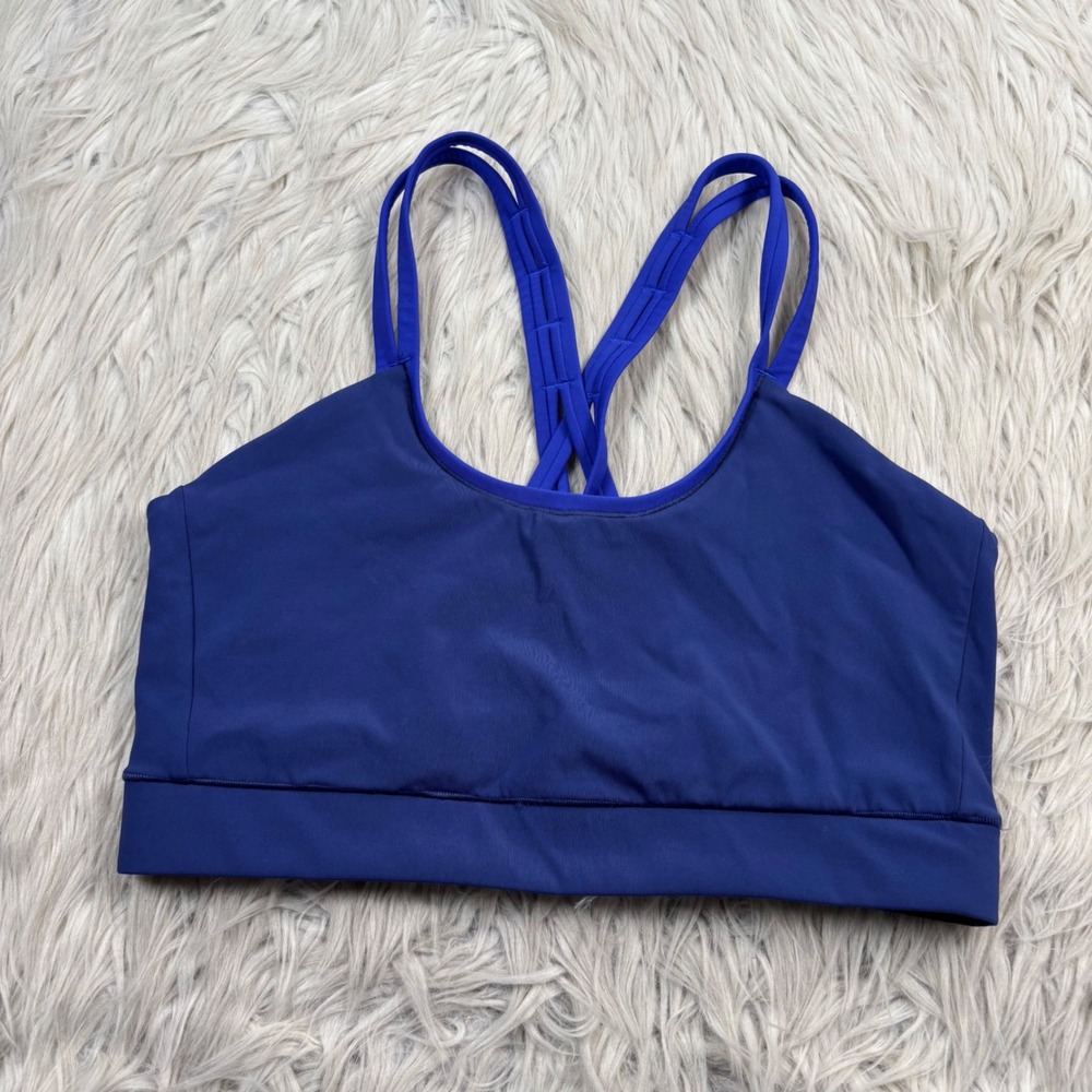 Janji Women's M Blue Strappy Back Pace Sports Bra Running Gym